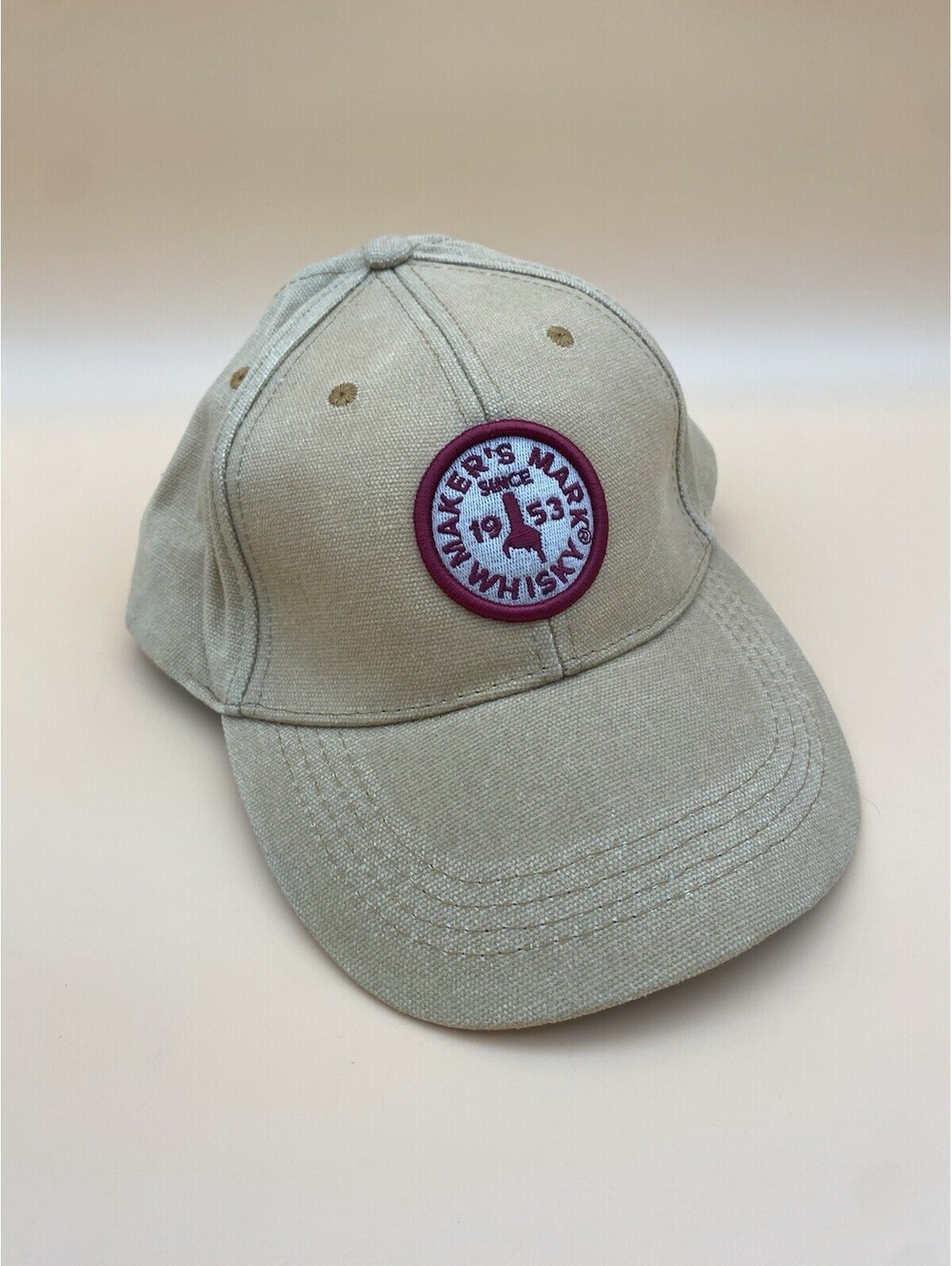 Maker's Mark Whisky Adjustable Tan Canvas Hat w Leather Strapback